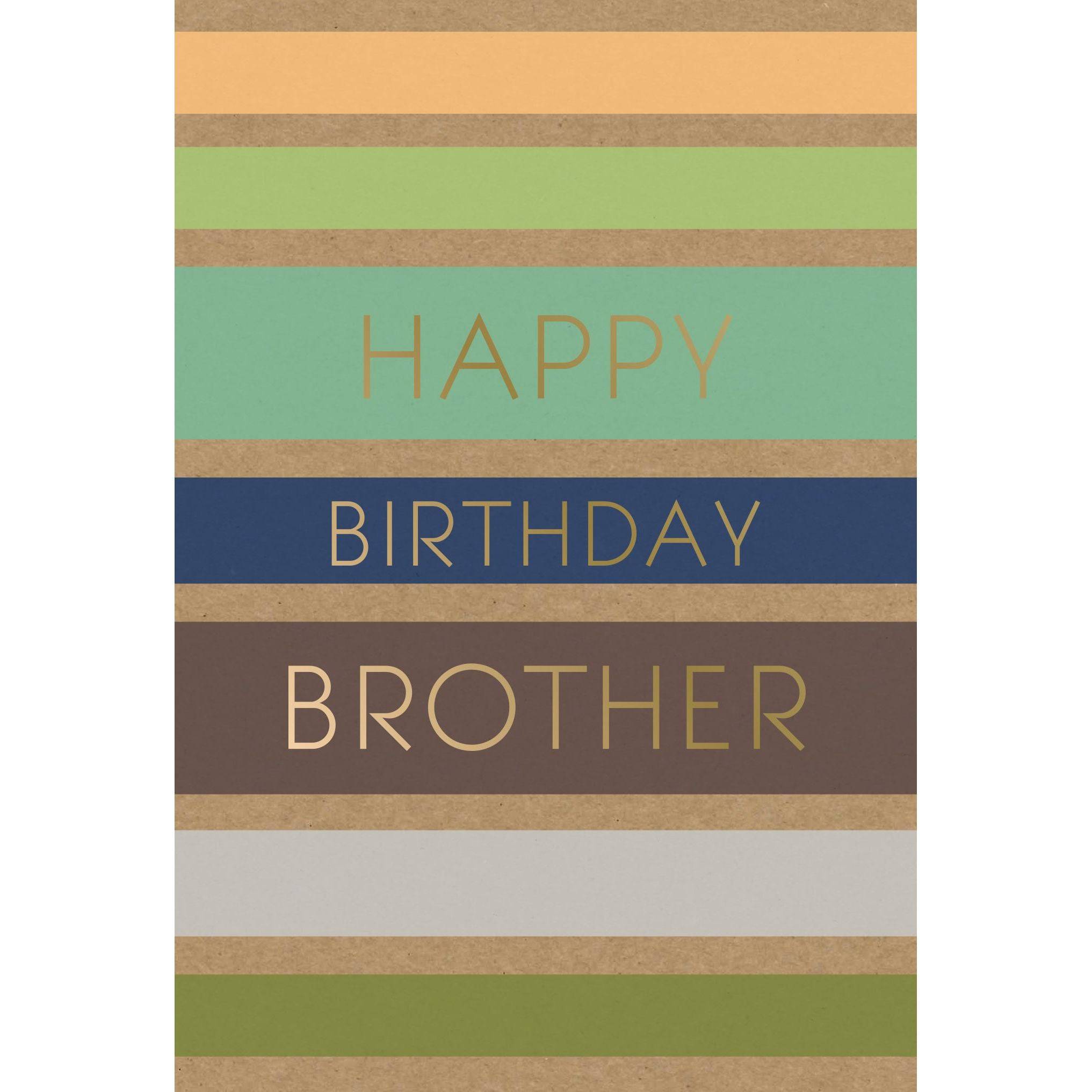 Pictura Sweet Stripes Birthday Card for Brother featuring colorful striped design and celebratory message.